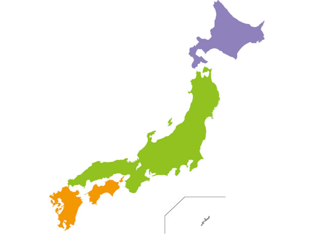 全国配送の対象を表す日本地図